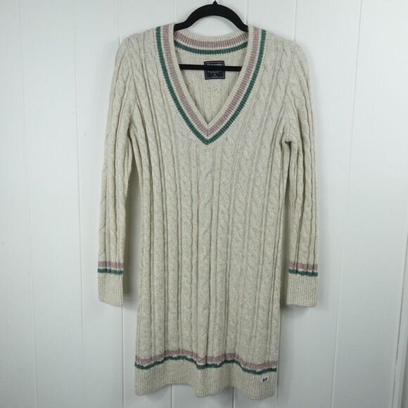 Abercrombie & Fitch Womens Cable Knit Sweater Dress Medium - Picture 1 of 11